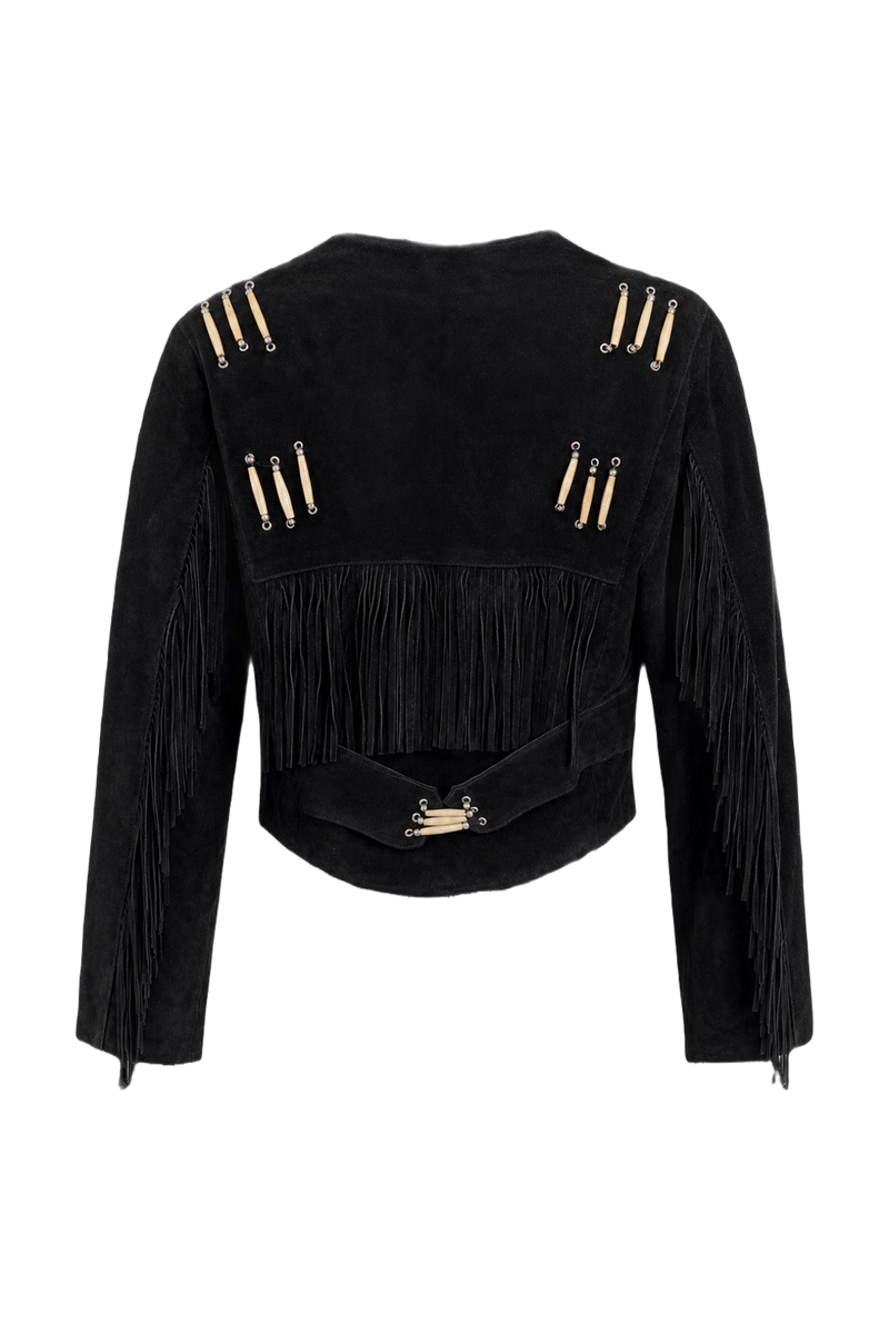 1970s Black Suede Jacket - Back View