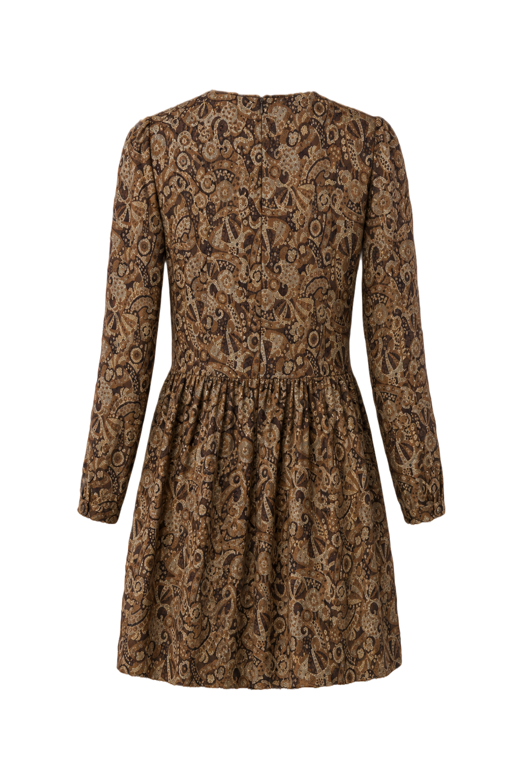 1980s Brown Polyester Blend Dress - Back View