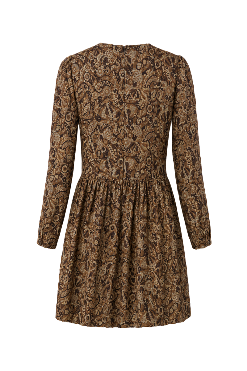 1980s Brown Polyester Blend Dress - Back View