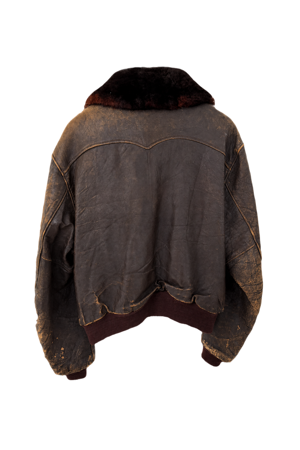 1940s Brown Leather Bomber Jacket - Back View