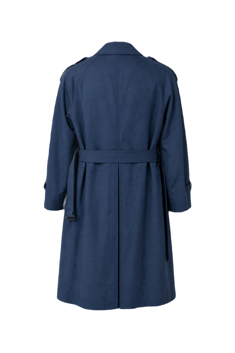 1980s Deep Navy Blue Cotton Coat - Back View