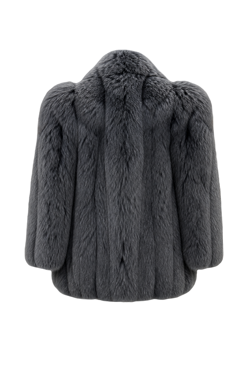 1990s Gray Fur Coat - Back View