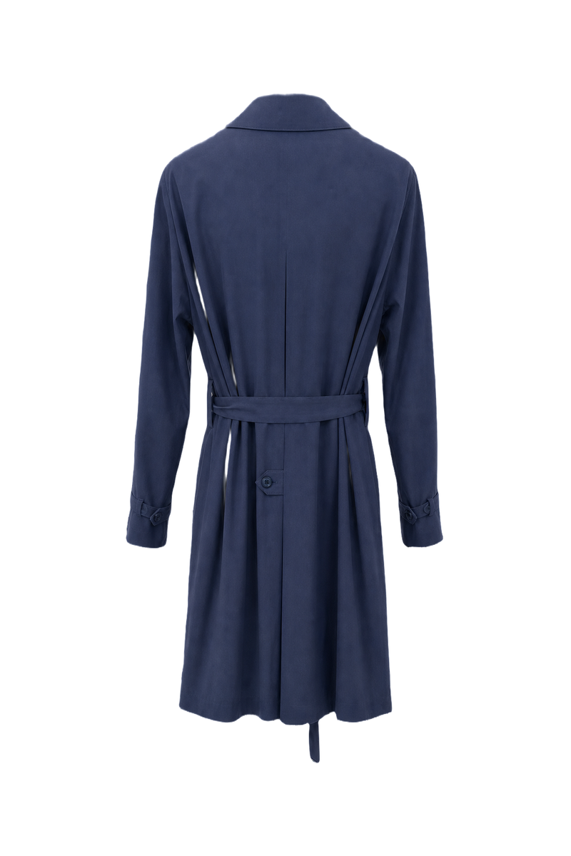 1980s Navy Blue Cotton Coat - Back View