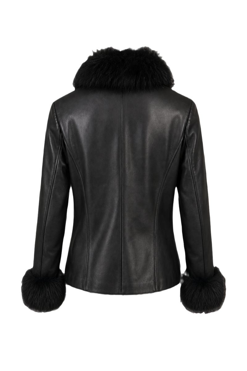 1990s Black Leather Jacket - Back View