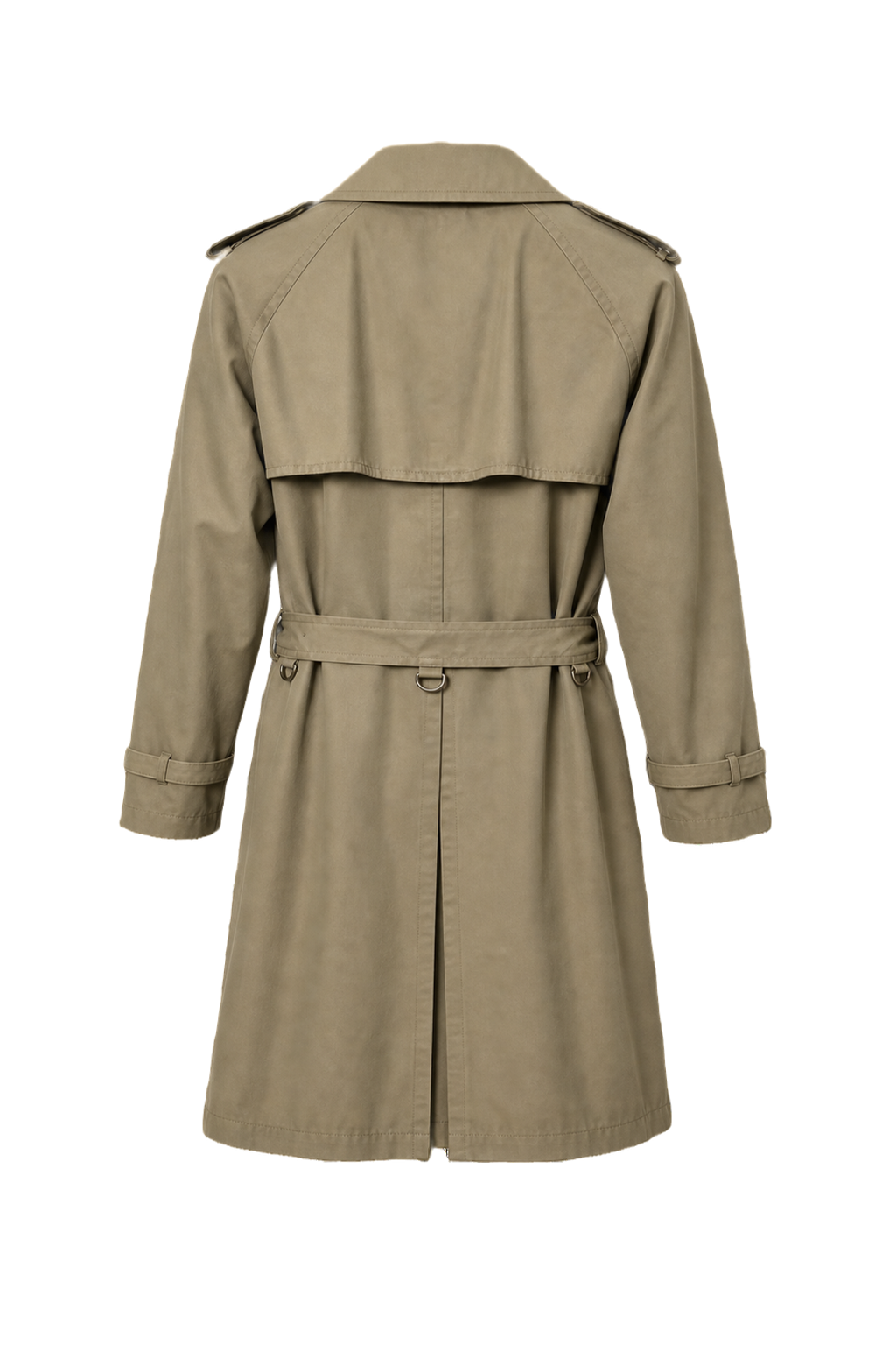 1980s Khaki  Burberry's Cotton Trench Coat - Back View