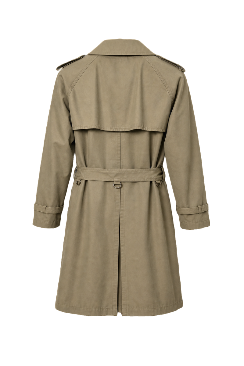 1980s Khaki  Burberry's Cotton Trench Coat - Back View