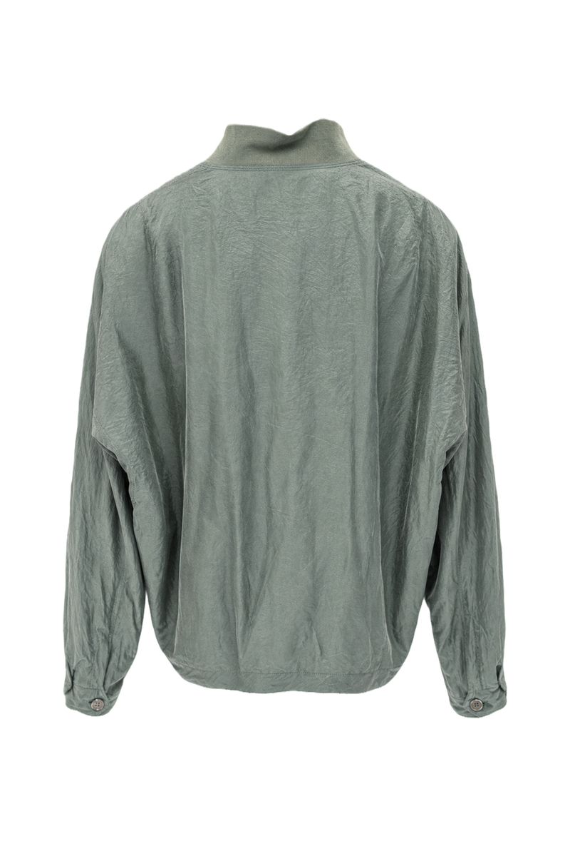 1980s YSL Sage Green Silk Blend Jacket - Back View