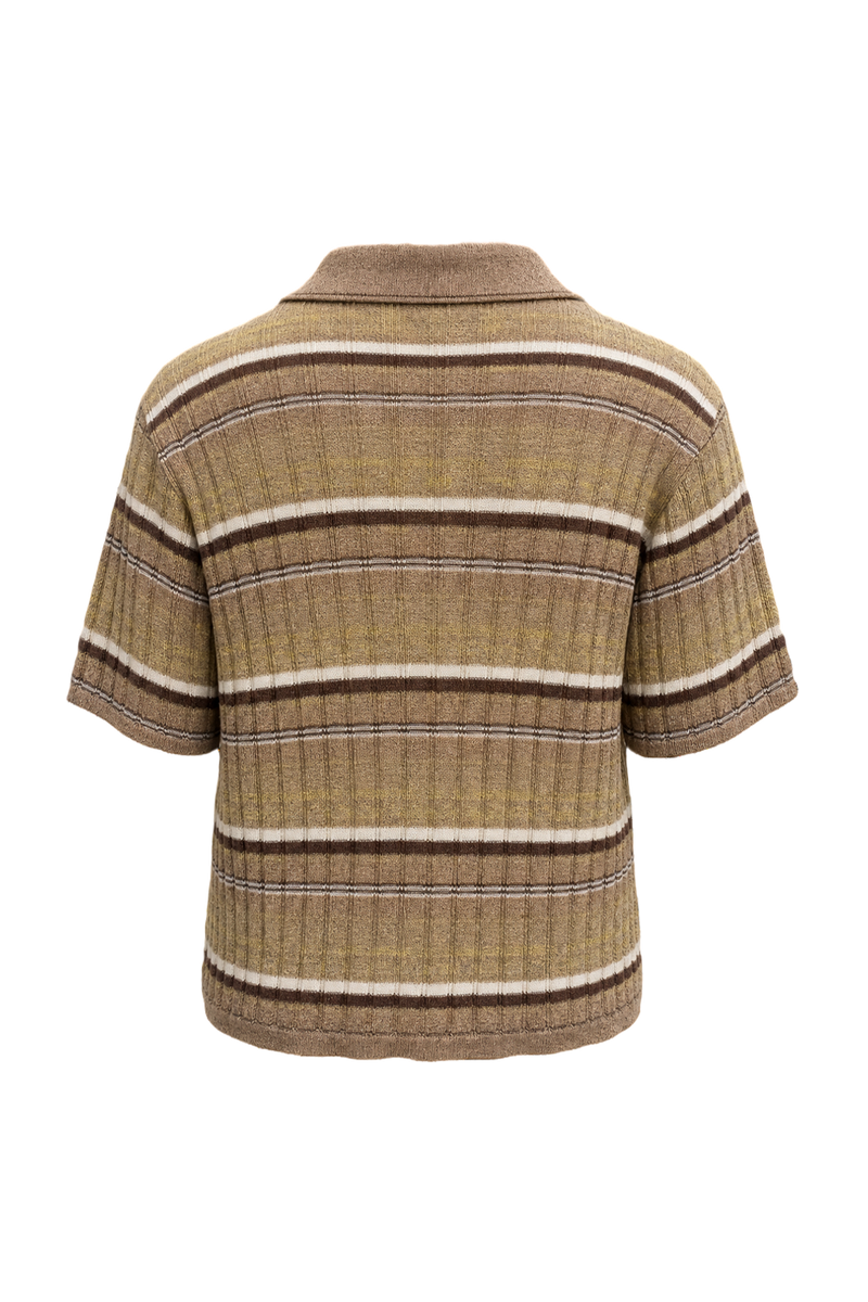1970s Light Brown Cotton Blend Polo - Back View