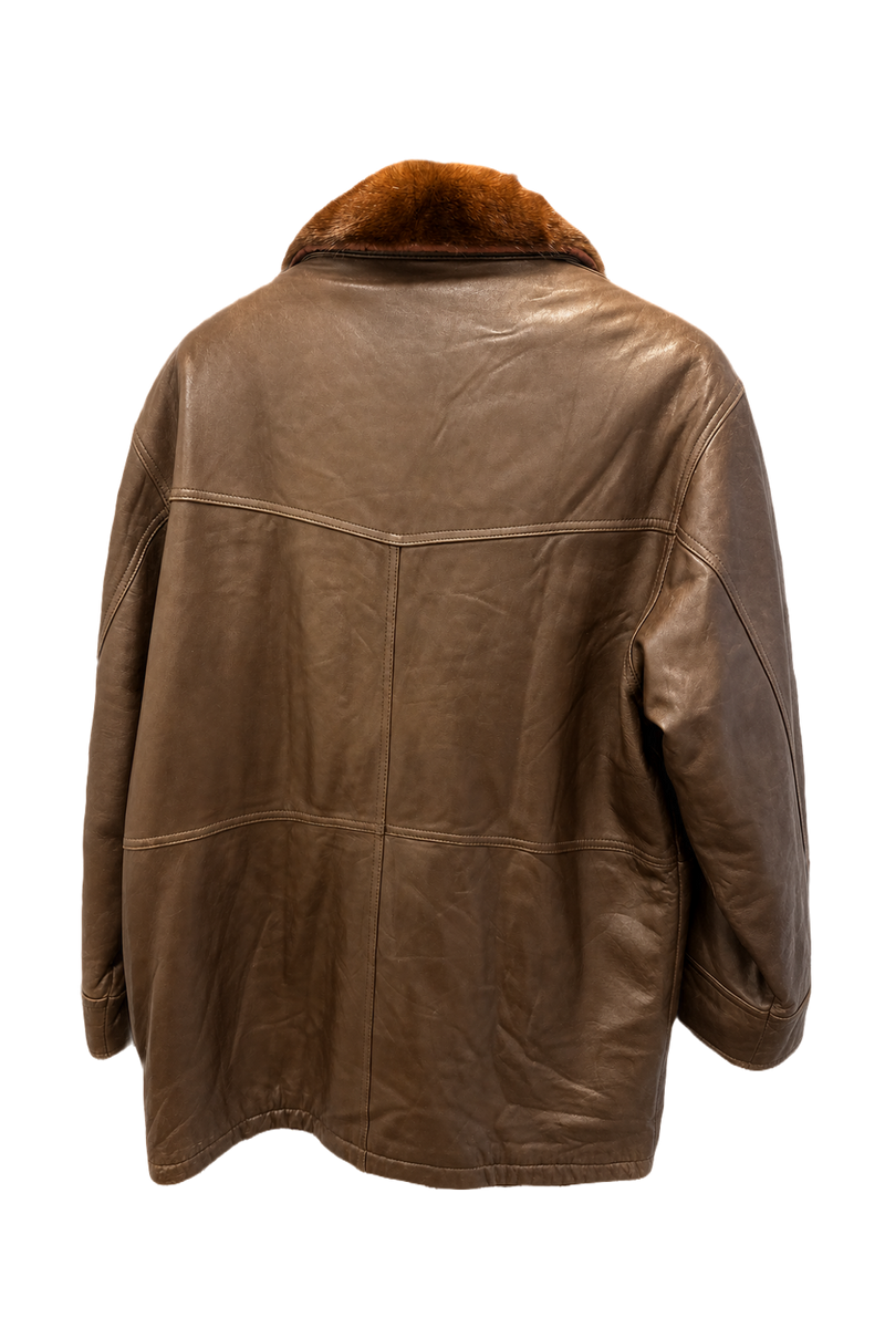 1980s Brown Leather Yves Saint Laurent Leather Jacket - Back View