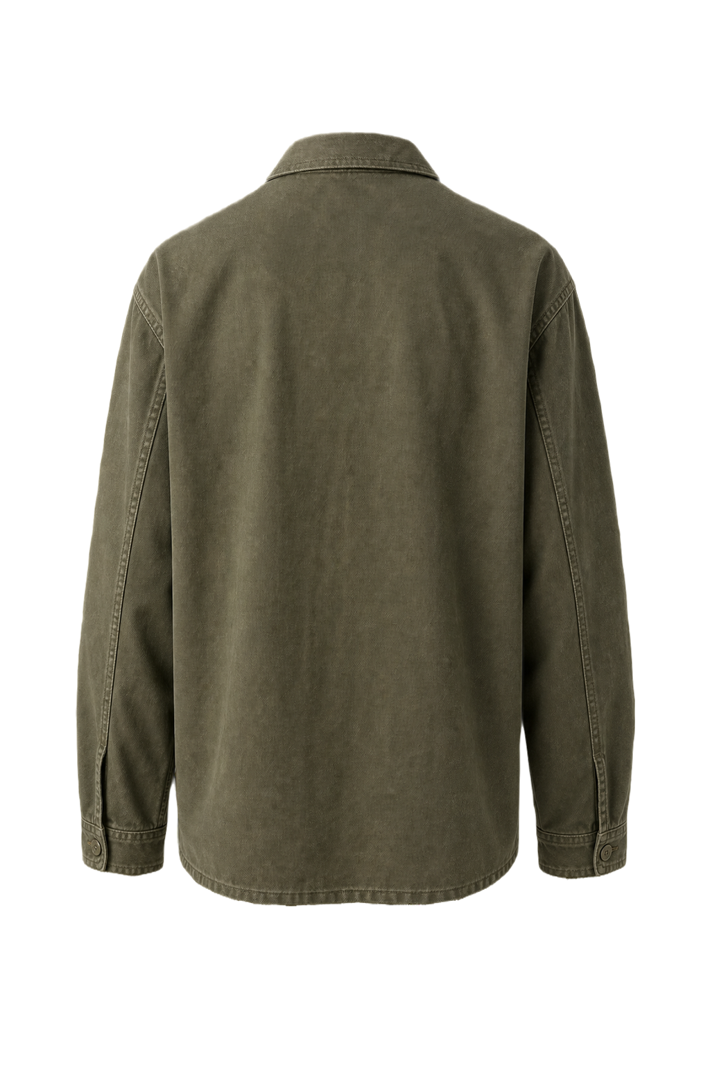 1970s Olive Green Cotton Shirt - Back View