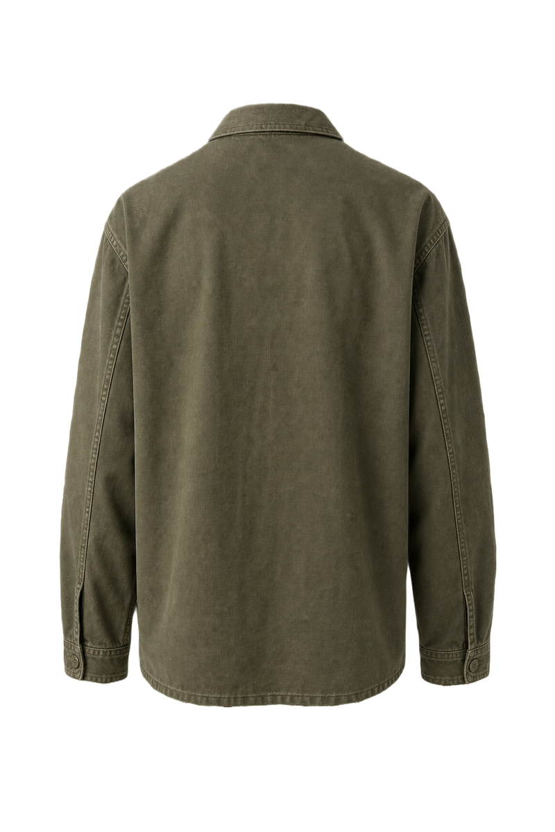 1970s Olive Green Cotton Shirt - Back View