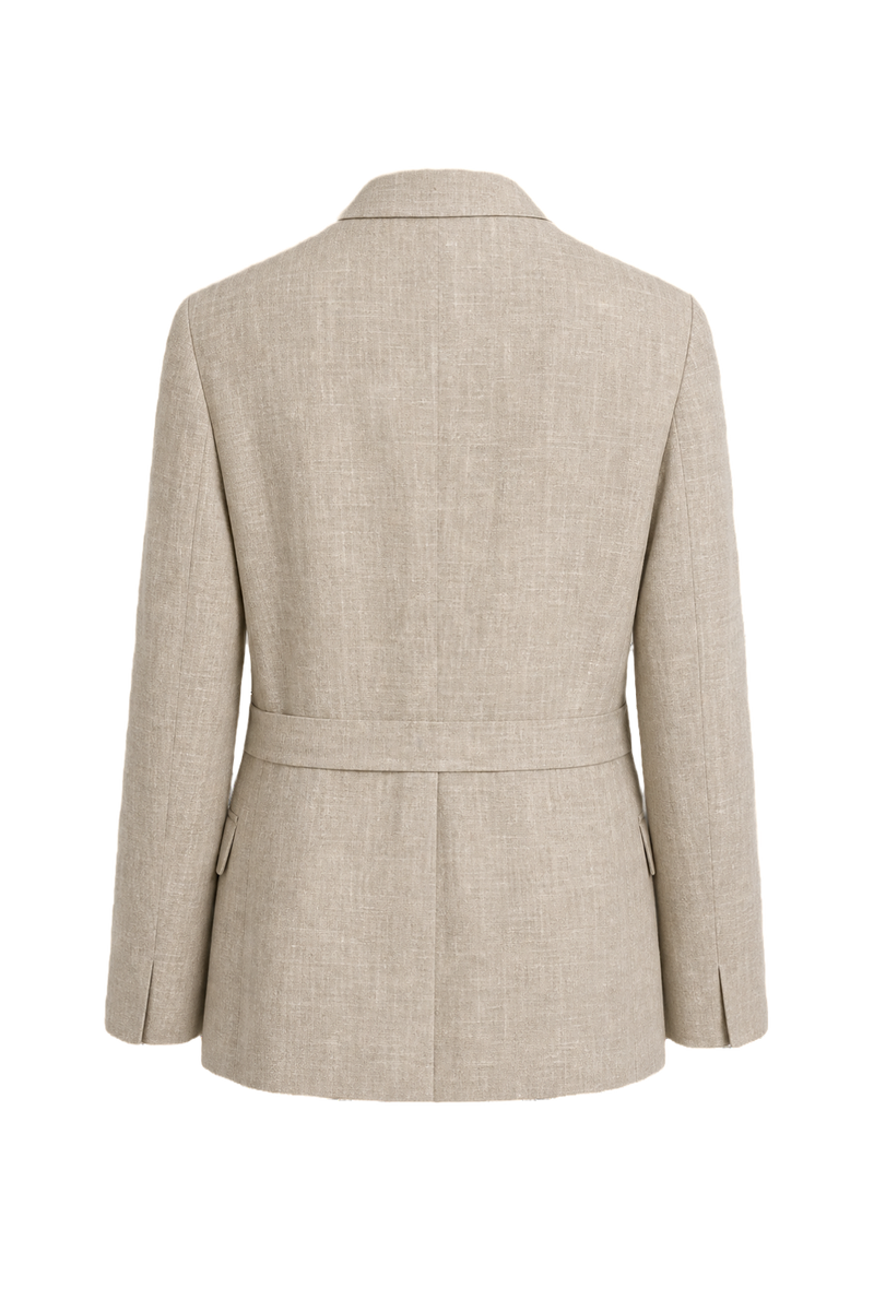 1980s Beige Linen Jacket - Back View