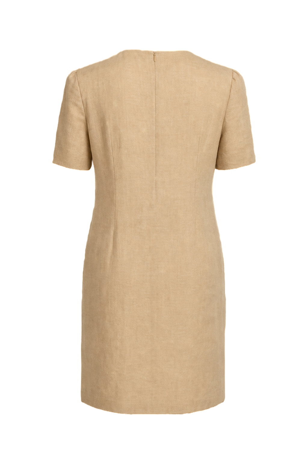 1980s Beige Cotton Shift Dress - Back View