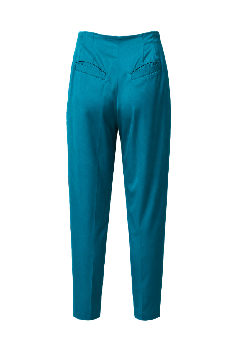 1990s Teal Silk Trousers - Back View