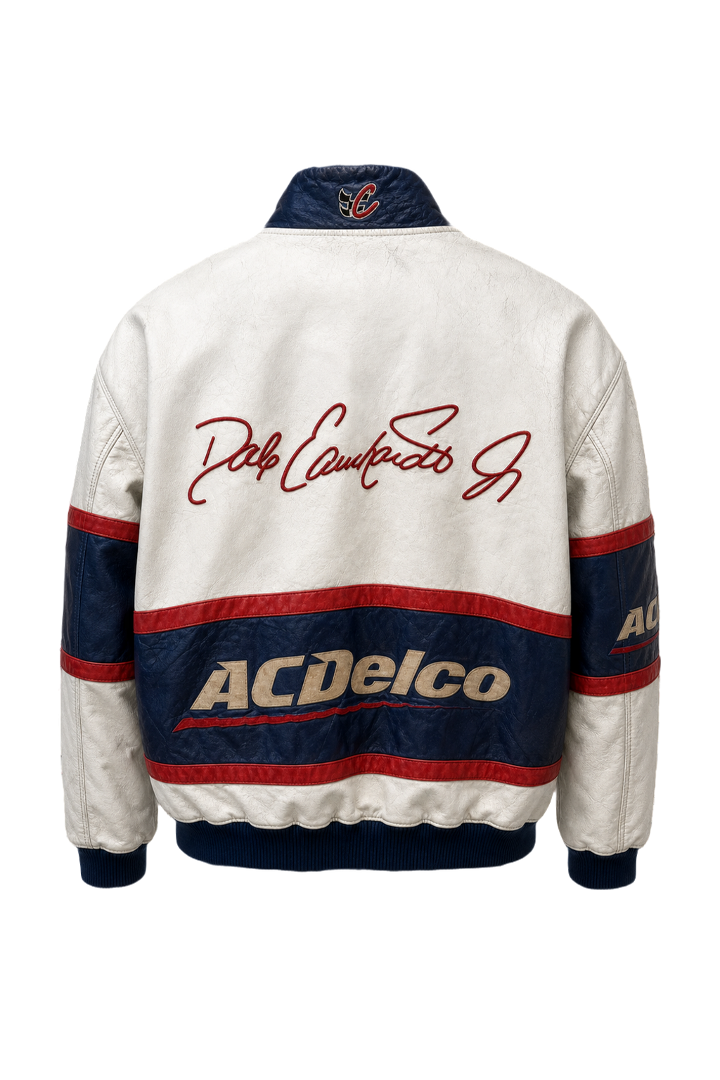 1980s White Leather Jacket Distressed - Back View