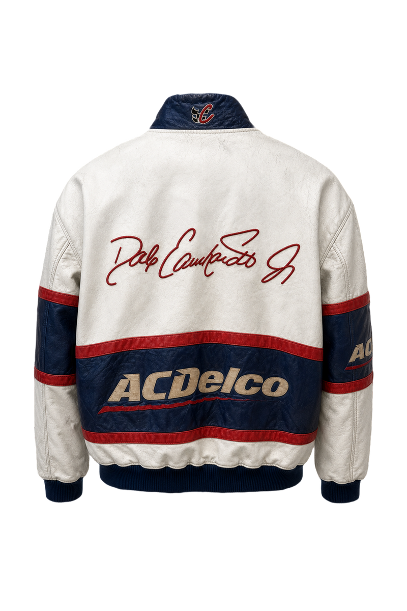 1980s White Leather Jacket Distressed - Back View