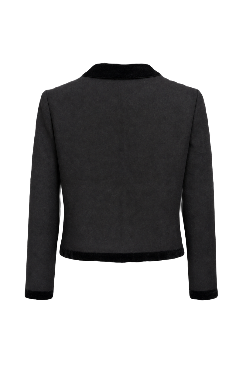1980s YSL Black Wool Blend Blazer - Back View