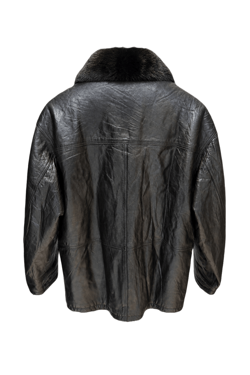 1980s YSL Black Leather Jacket - Back View