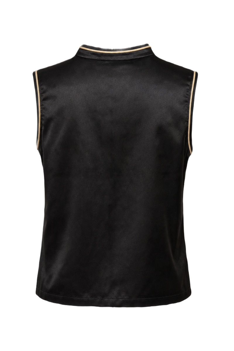 1990s Black Silk Blouse - Back View