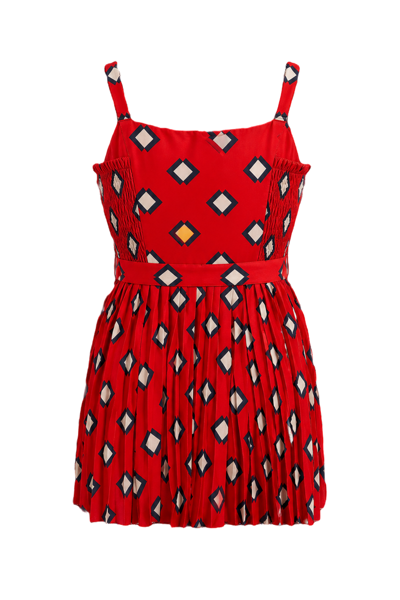 1960s Red Silk Shift Dress - Back View