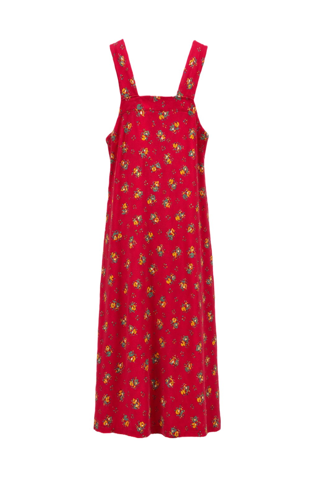1970s Red Cotton Jumper Dress - Back View
