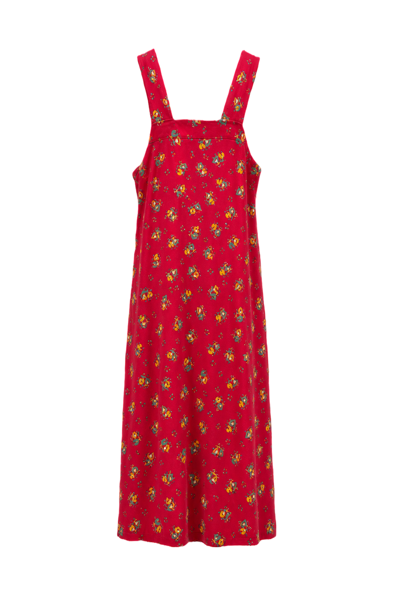 1970s Red Cotton Jumper Dress - Back View