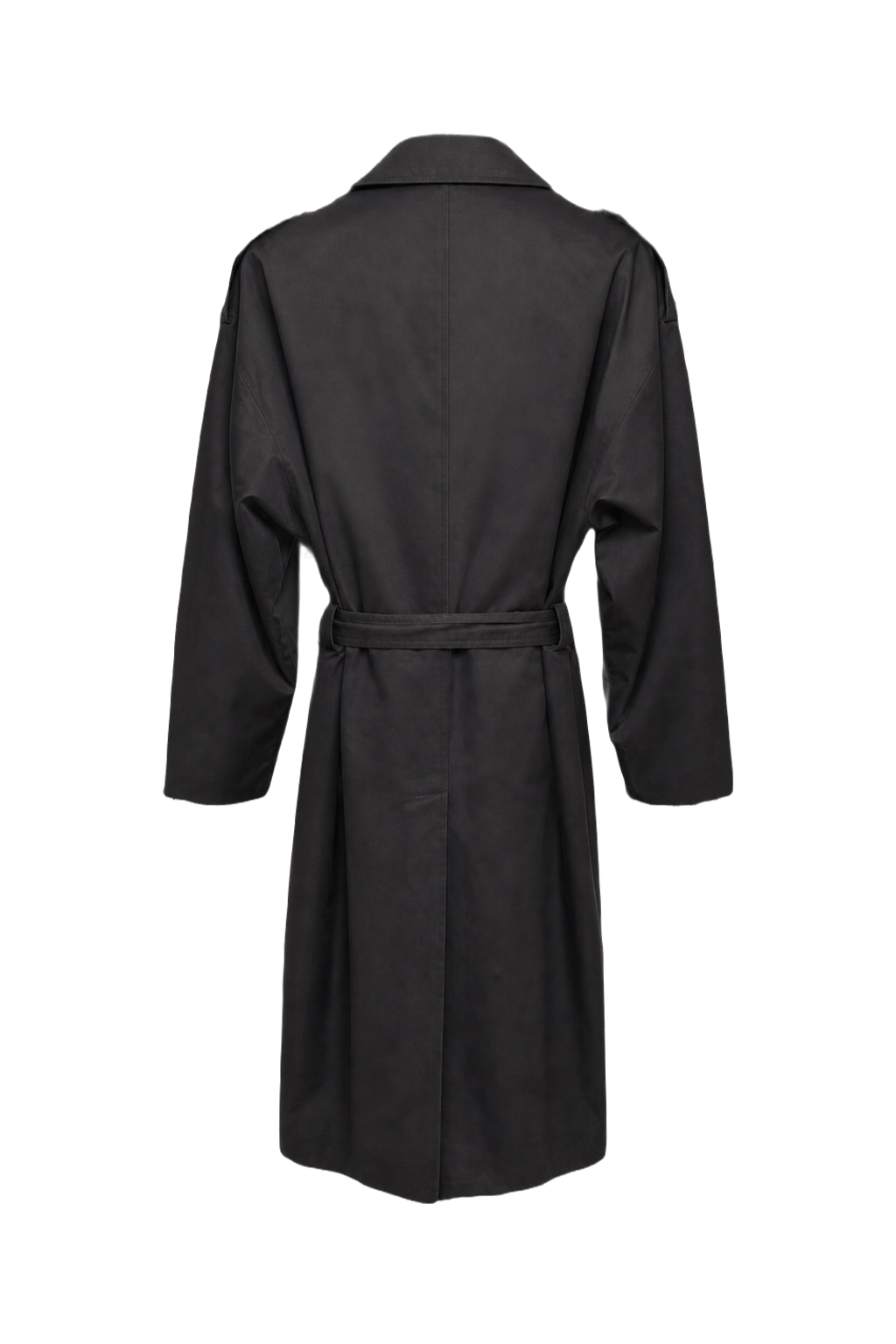 1980s Black Cotton Trench Coat - Back View