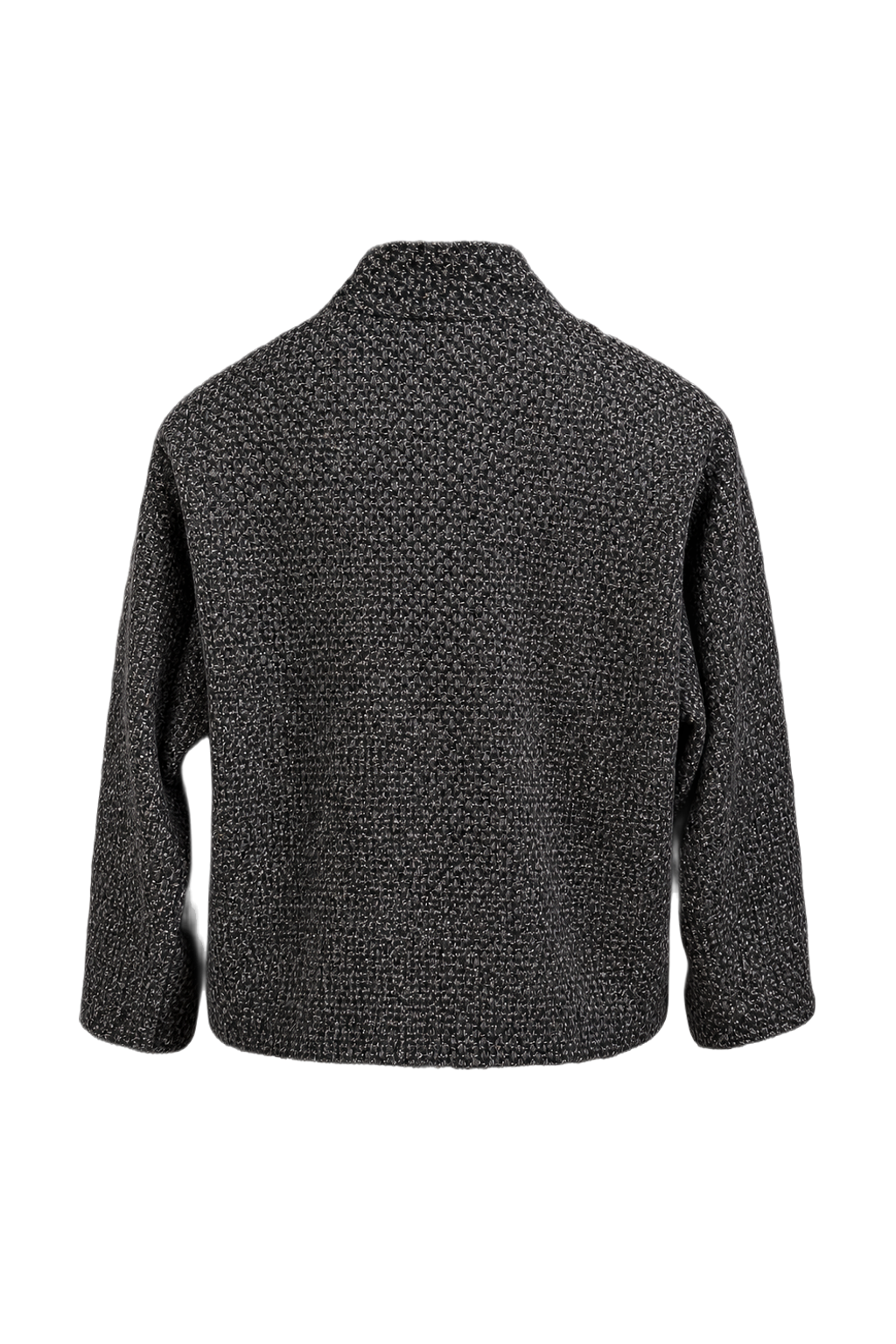 1980s Dark Grey Wool Blend Jacket - Back View