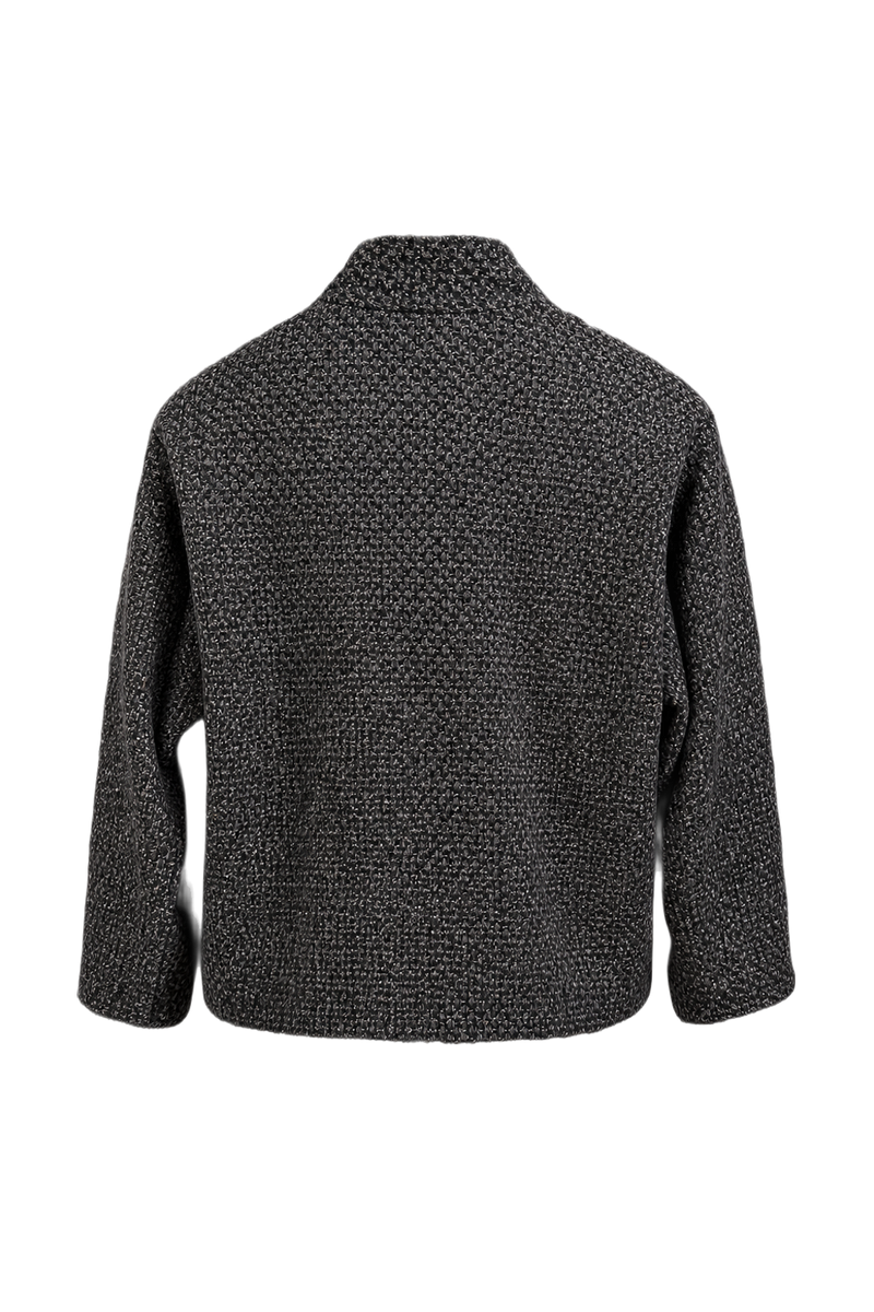 1980s Dark Grey Wool Blend Jacket - Back View