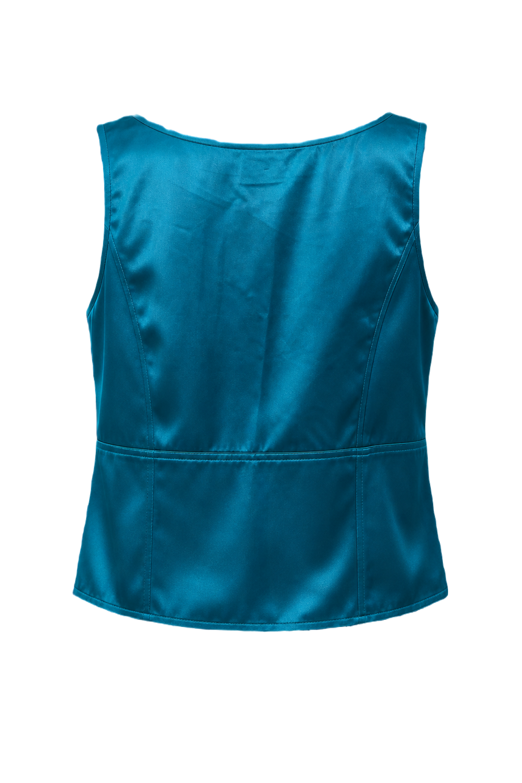 1990s Teal Satin Tank Top - Back View