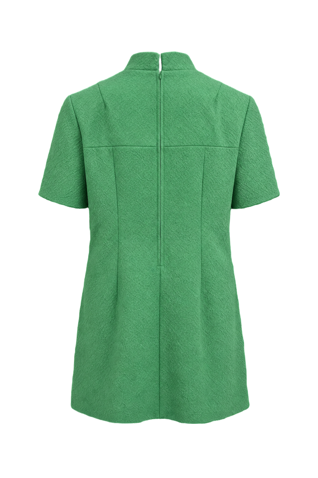 1960s Green Cotton Blend Shift Dress - Back View