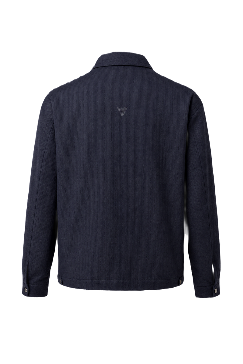 1980s Navy Blue Cotton Jacket - Back View
