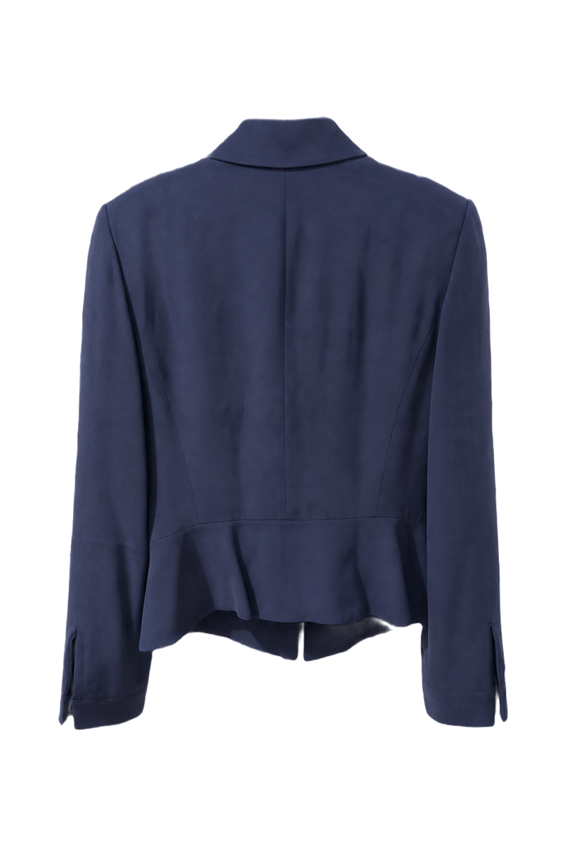 1990s Navy Blue Wool Blend Jacket - Back View