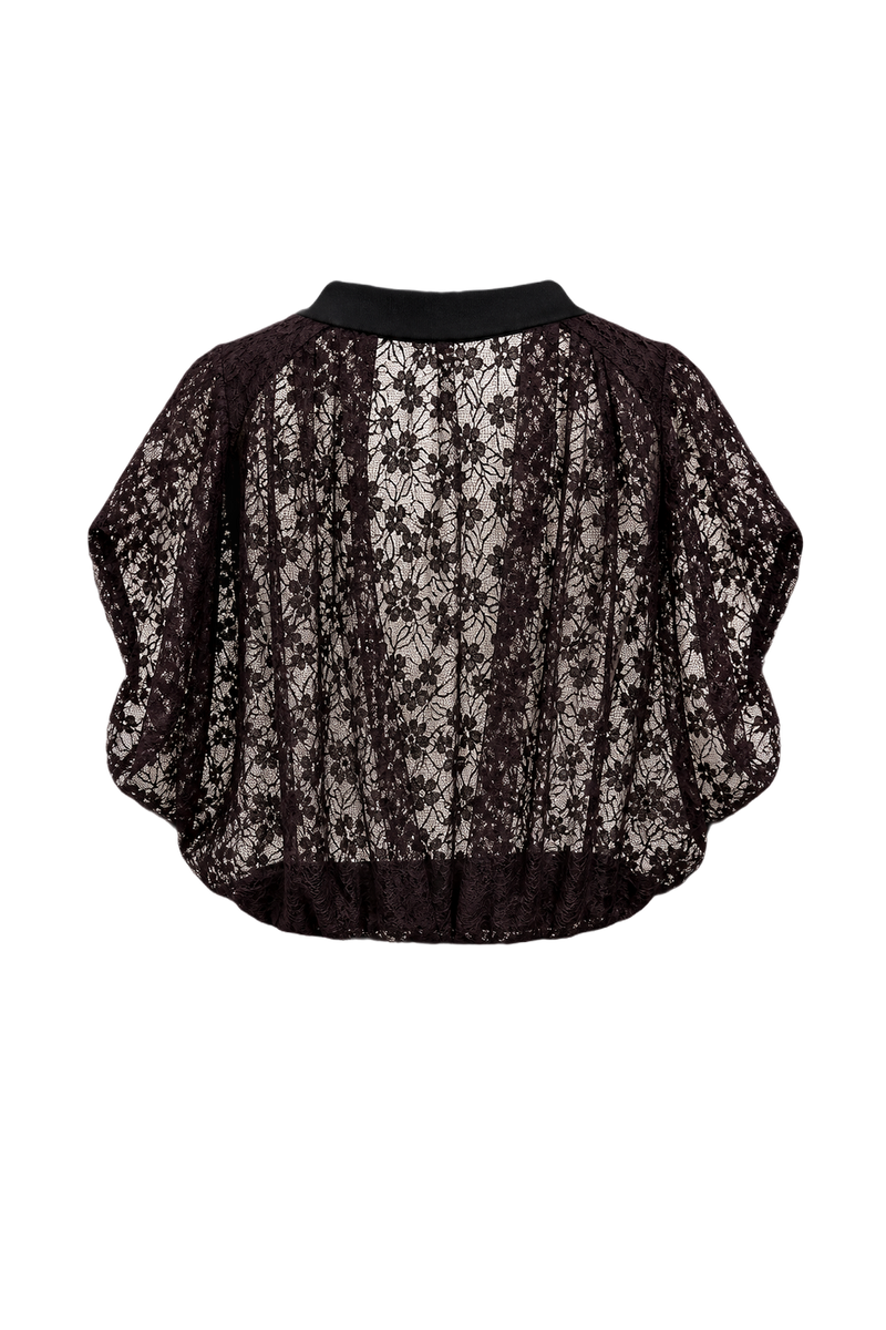 1980s Black Lace Blouse - Back View