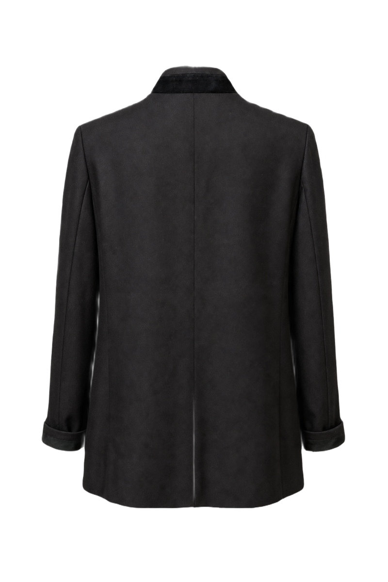 1990s Black Wool Blend Jacket - Back View