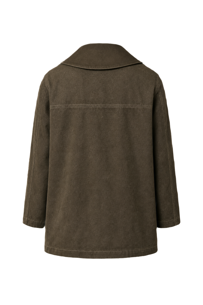 1990s Olive Green Wool Blend Coat - Back View