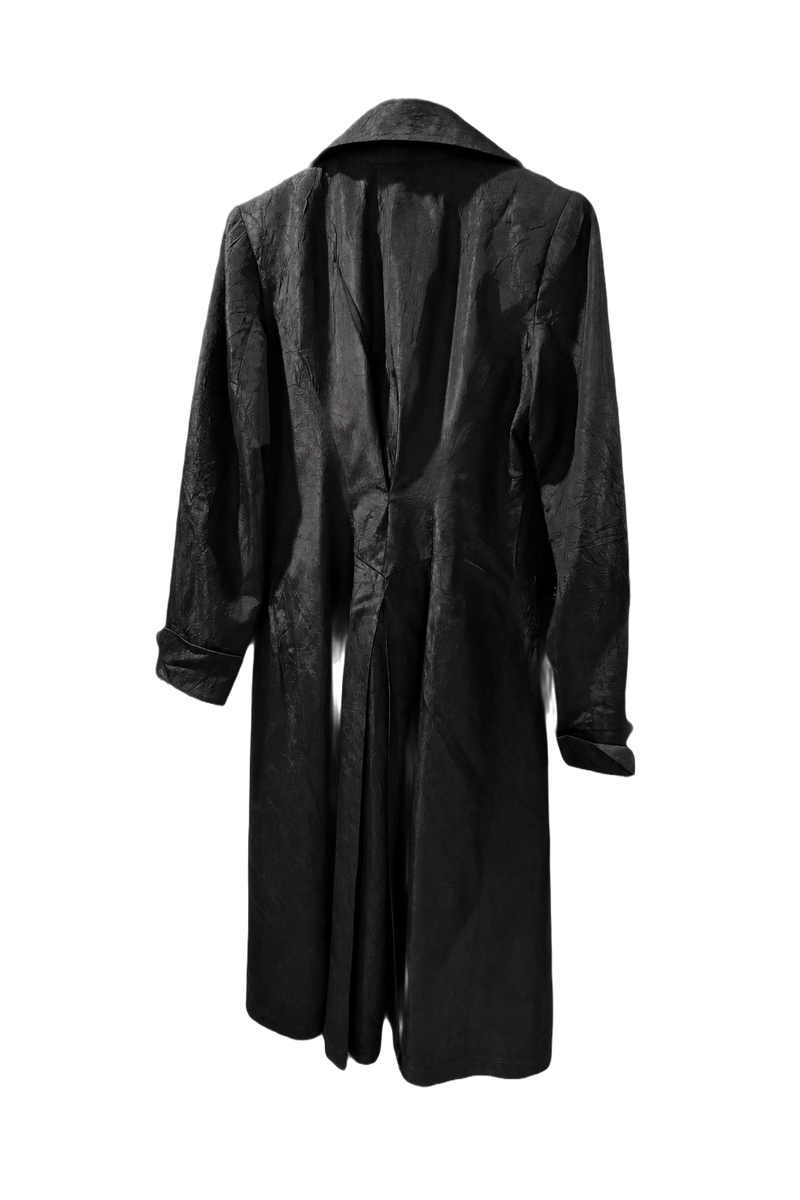 1990s Black Synthetic Coat - Back View