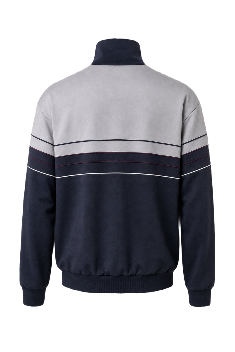 1990s Navy Blue Synthetic Blend Track Jacket - Back View