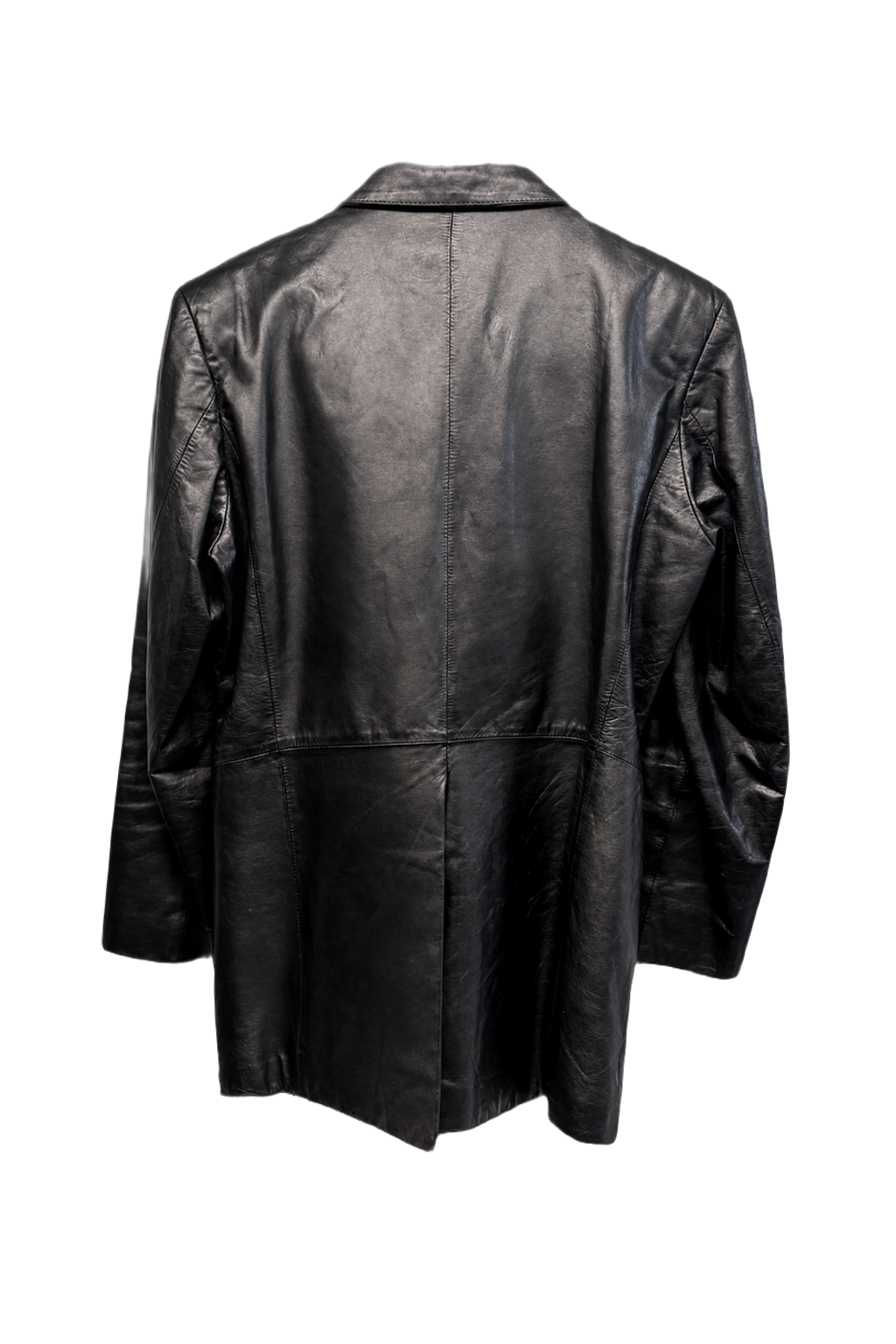 1990s Black Leather Blazer - Back View