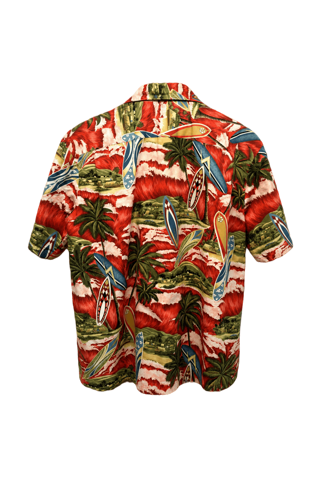 1980s Red Cotton Hawaiian Shirt - Back View