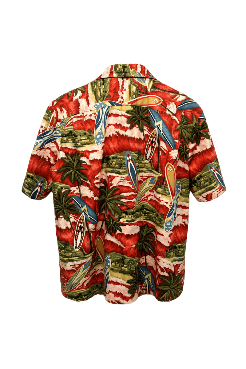1980s Red Cotton Hawaiian Shirt - Back View