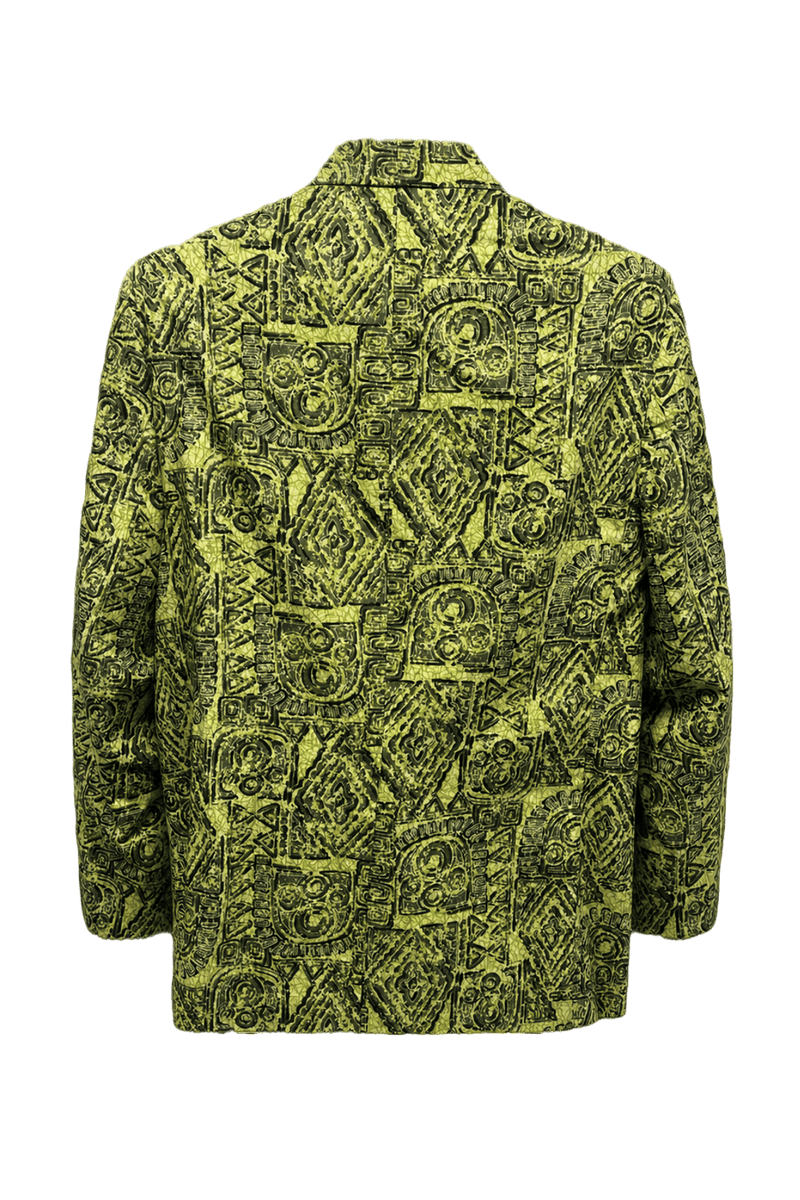 1970s Neon Green Cotton Blazer - Back View