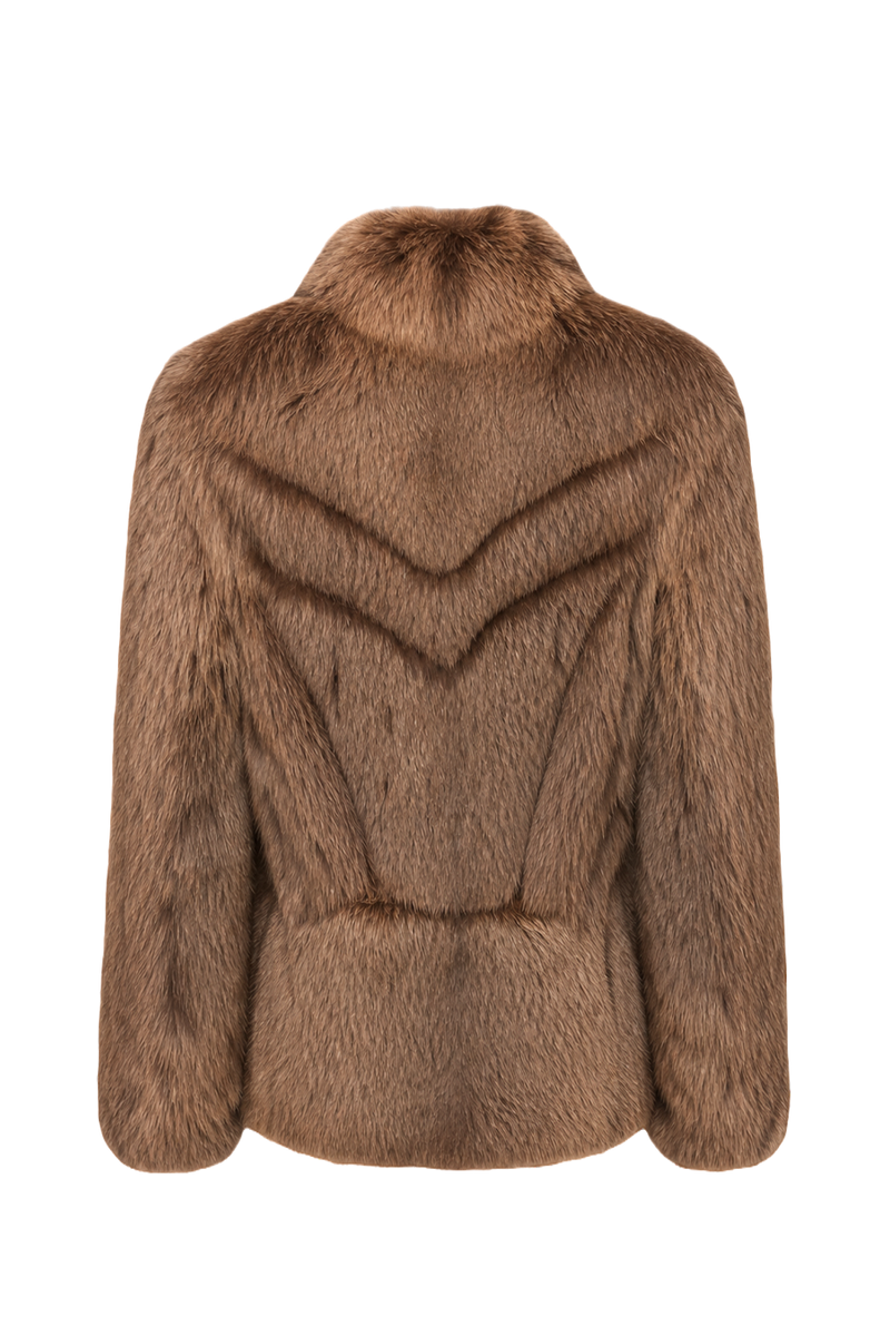 1980s Tan Brown Fur Coat - Back View