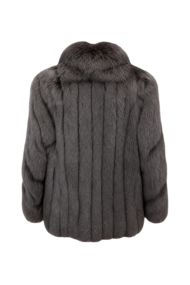 1980s Gray Fur Coat - Back View