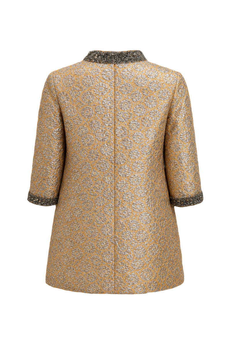 1960s Gold Brocade Shift Dress - Back View