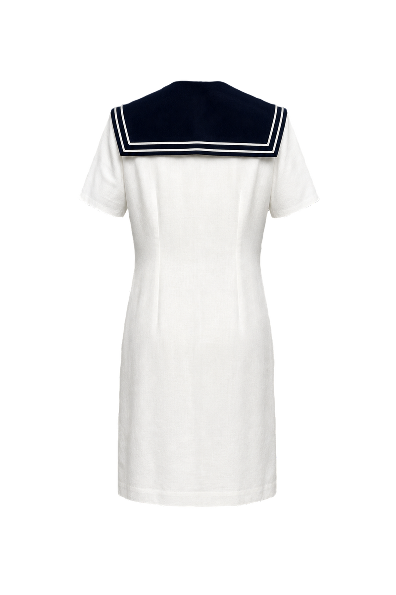 1930s White Cotton Shift Dress - Back View