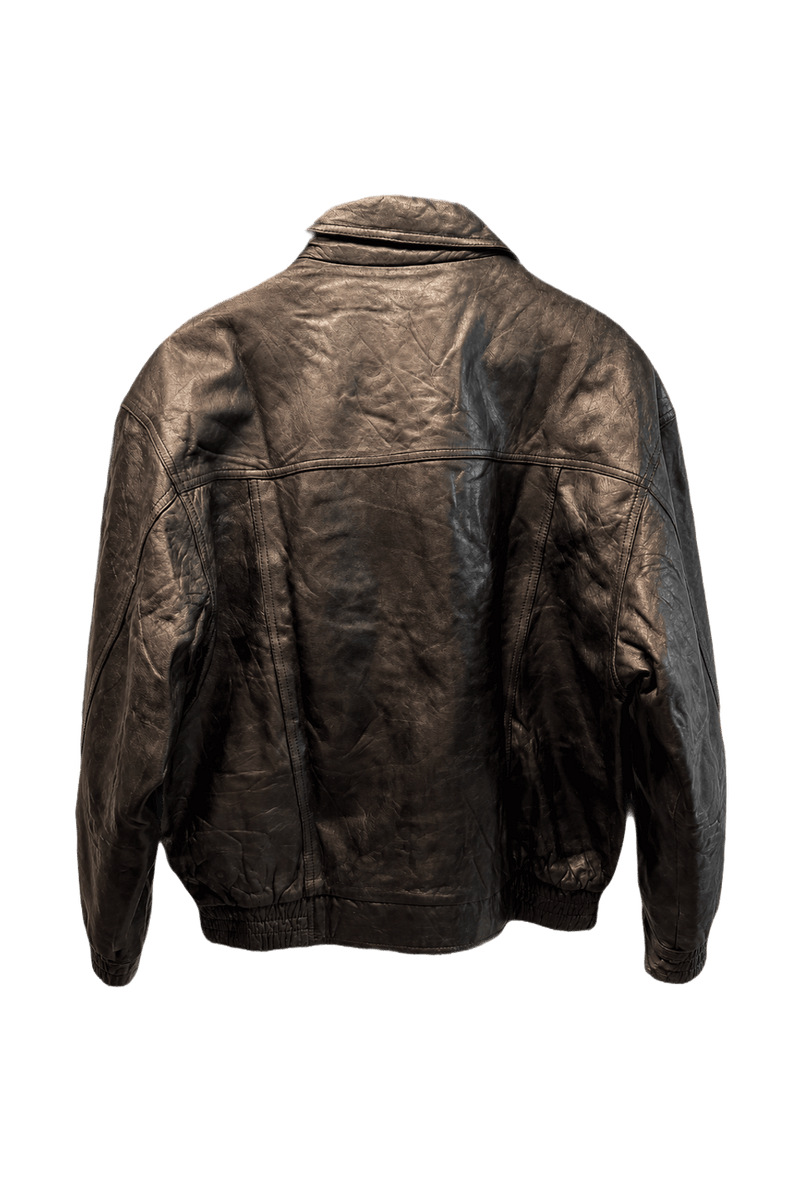 1990s Black Leather Jacket - Back View