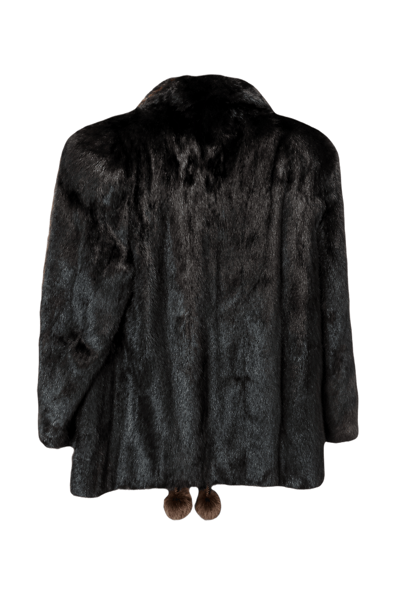 1980s Black Fur Coat - Back View
