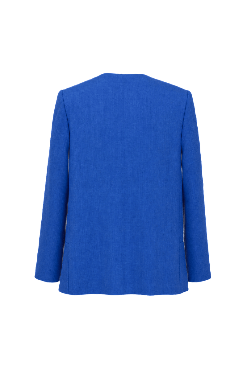 1980s Blue Wool Blend Blazer - Back View