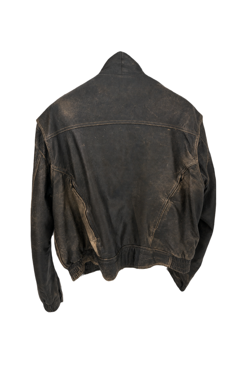 1990s Black Leather Jacket - Back View